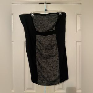 Torrid black strapless dress with lace pattern